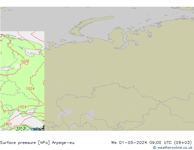 Pressione al suolo Arpege-eu mer 01.05.2024 09 UTC