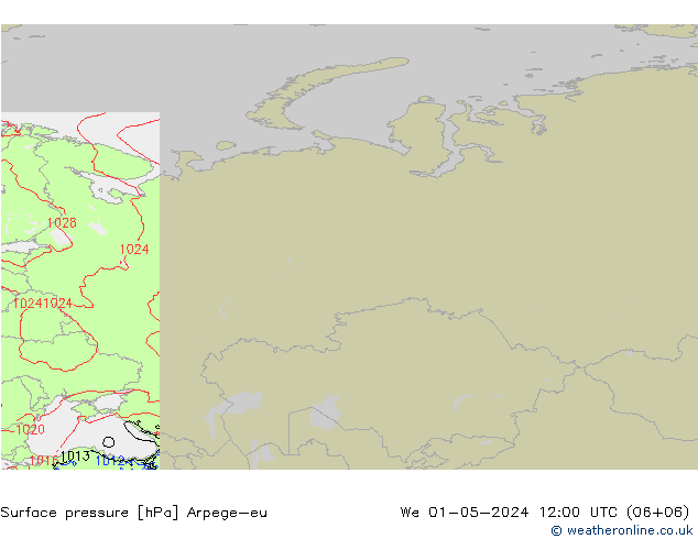 Pressione al suolo Arpege-eu mer 01.05.2024 12 UTC