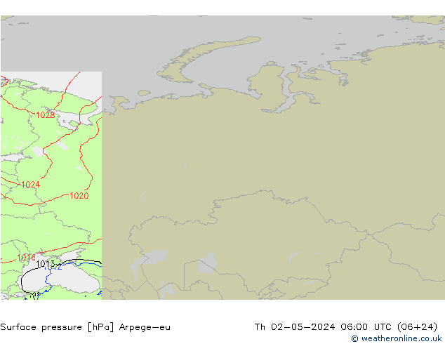 приземное давление Arpege-eu чт 02.05.2024 06 UTC