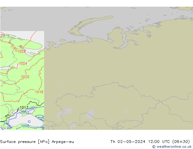 Surface pressure Arpege-eu Th 02.05.2024 12 UTC