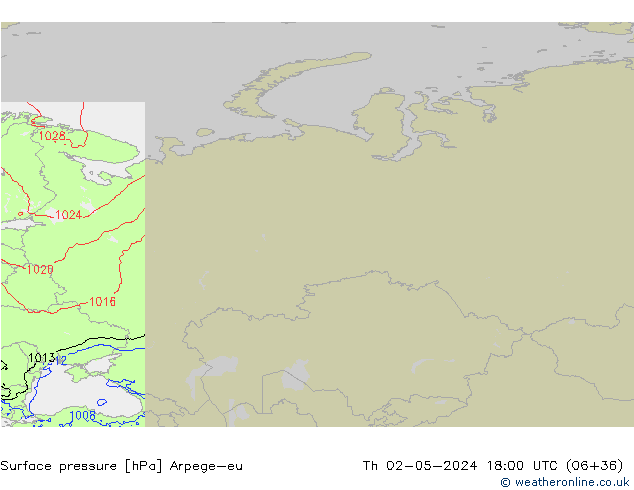 Surface pressure Arpege-eu Th 02.05.2024 18 UTC