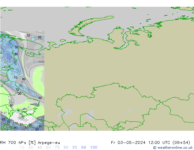 RH 700 hPa Arpege-eu  03.05.2024 12 UTC