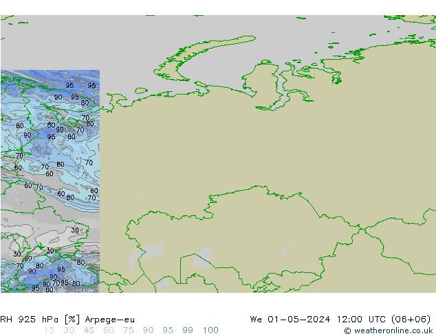 RH 925 hPa Arpege-eu We 01.05.2024 12 UTC