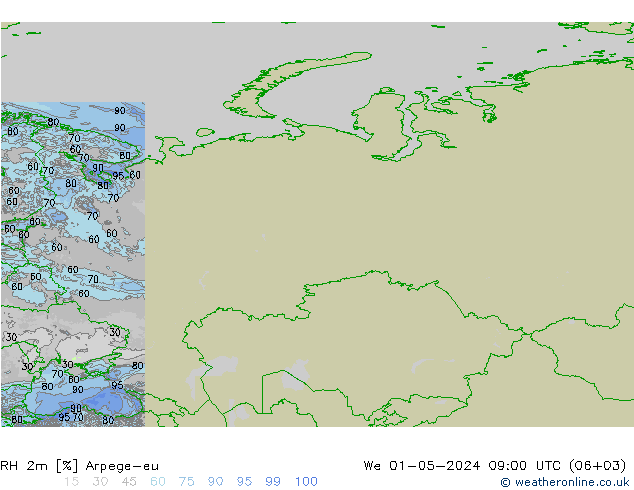 RH 2m Arpege-eu We 01.05.2024 09 UTC