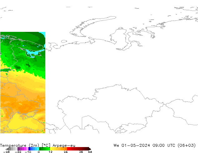 Temperature (2m) Arpege-eu We 01.05.2024 09 UTC