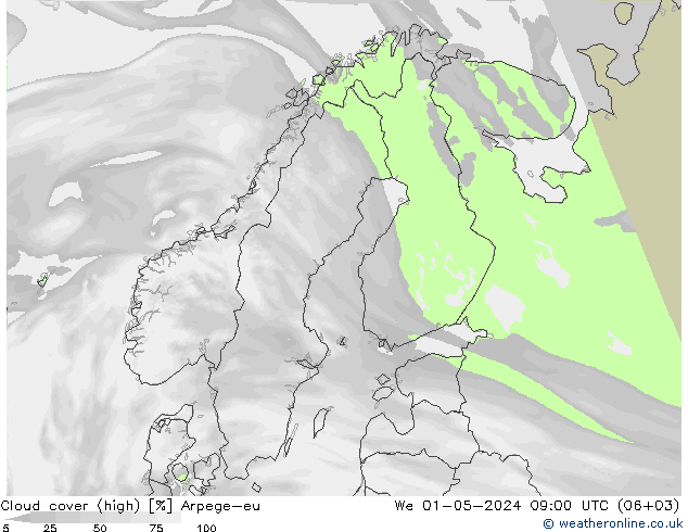 Bulutlar (yüksek) Arpege-eu Çar 01.05.2024 09 UTC