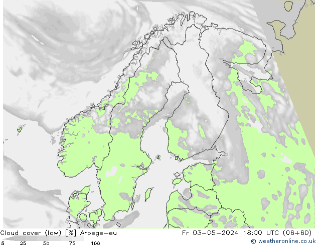 Cloud cover (low) Arpege-eu Fr 03.05.2024 18 UTC