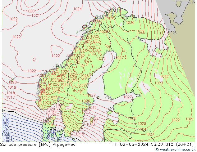 Bodendruck Arpege-eu Do 02.05.2024 03 UTC