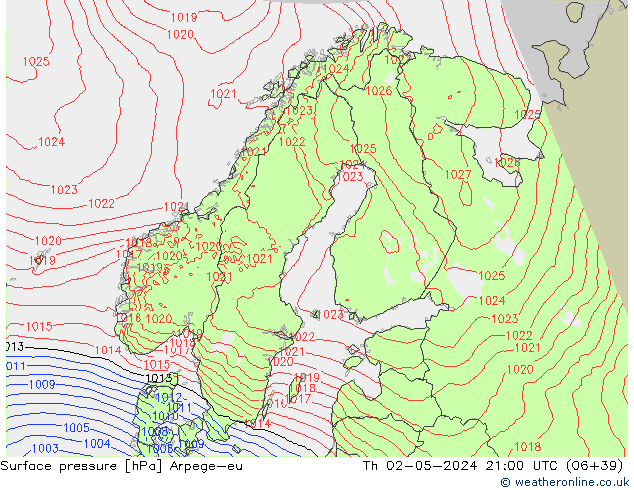 Bodendruck Arpege-eu Do 02.05.2024 21 UTC