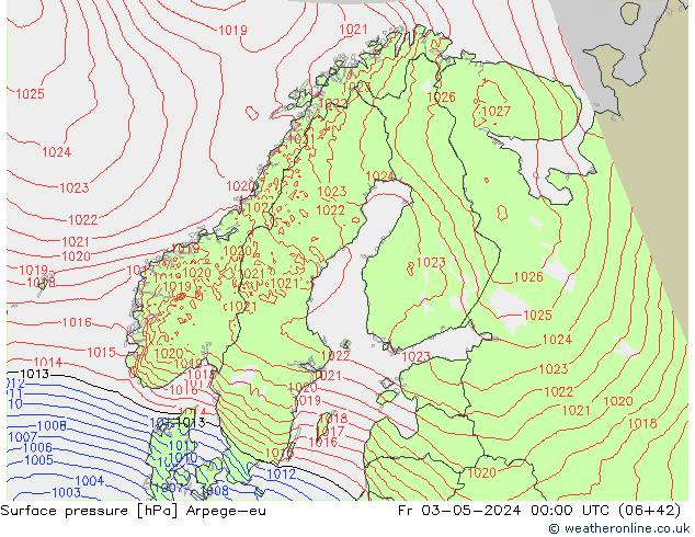 Surface pressure Arpege-eu Fr 03.05.2024 00 UTC