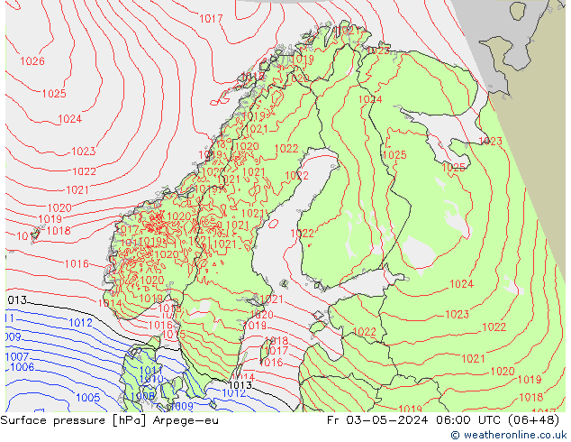 Bodendruck Arpege-eu Fr 03.05.2024 06 UTC