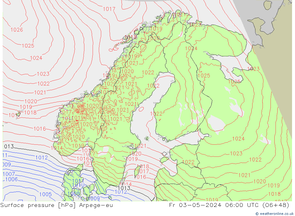 Surface pressure Arpege-eu Fr 03.05.2024 06 UTC