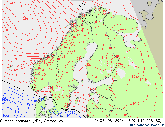 Atmosférický tlak Arpege-eu Pá 03.05.2024 18 UTC