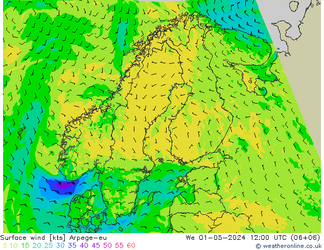 Bodenwind Arpege-eu Mi 01.05.2024 12 UTC