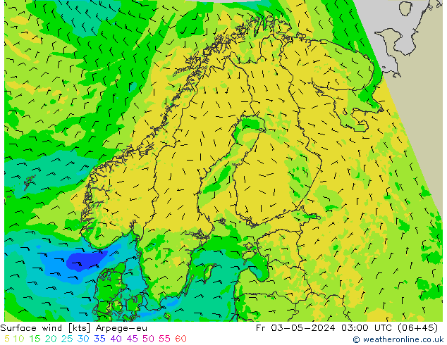 Rüzgar 10 m Arpege-eu Cu 03.05.2024 03 UTC