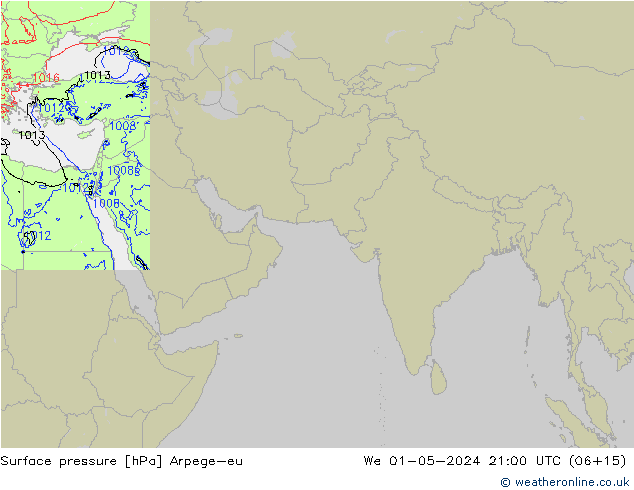 Presión superficial Arpege-eu mié 01.05.2024 21 UTC