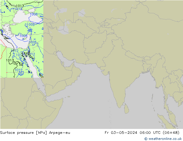 Pressione al suolo Arpege-eu ven 03.05.2024 06 UTC