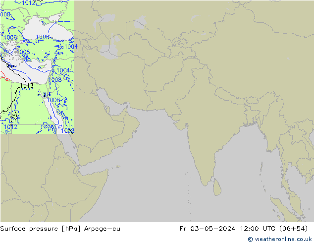 Pressione al suolo Arpege-eu ven 03.05.2024 12 UTC