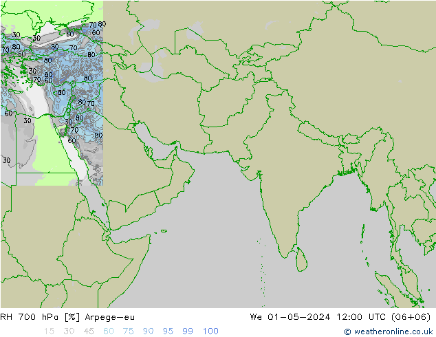 RH 700 hPa Arpege-eu St 01.05.2024 12 UTC