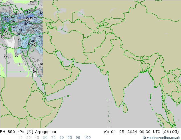 RH 850 hPa Arpege-eu St 01.05.2024 09 UTC