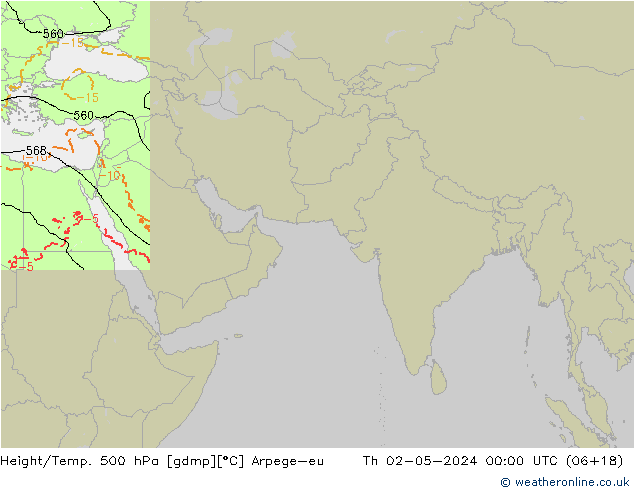 Yükseklik/Sıc. 500 hPa Arpege-eu Per 02.05.2024 00 UTC