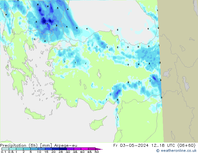 Precipitation (6h) Arpege-eu Fr 03.05.2024 18 UTC