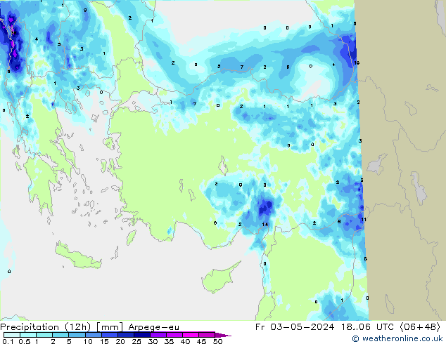 Yağış (12h) Arpege-eu Cu 03.05.2024 06 UTC