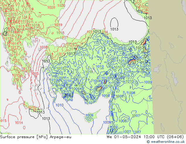 Presión superficial Arpege-eu mié 01.05.2024 12 UTC