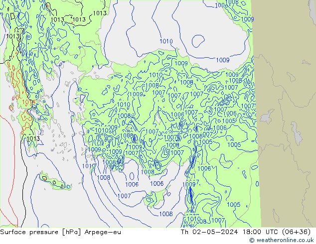 pressão do solo Arpege-eu Qui 02.05.2024 18 UTC