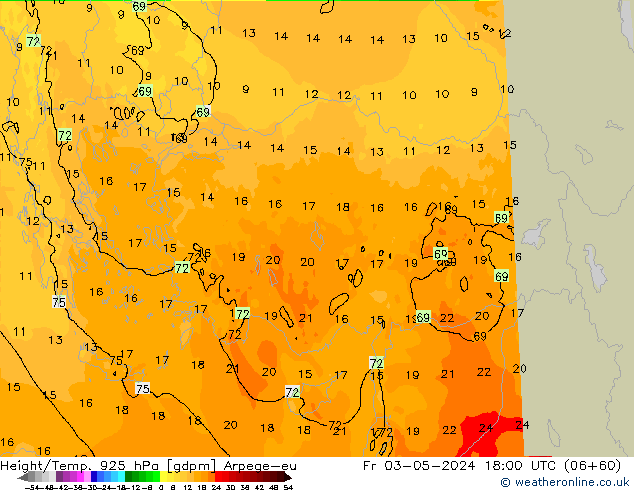 Height/Temp. 925 hPa Arpege-eu  03.05.2024 18 UTC