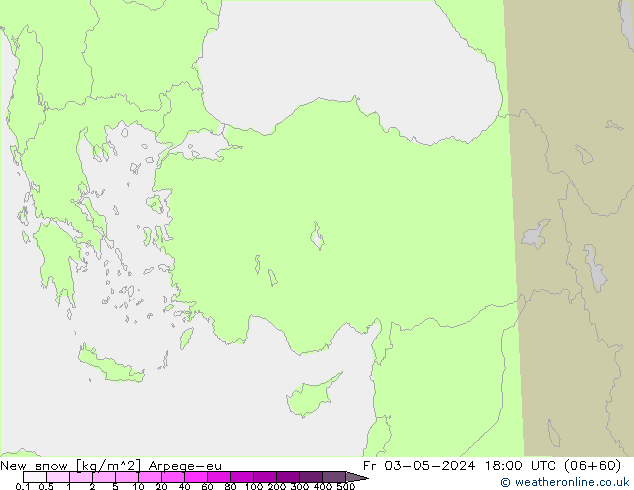 Nový sníh Arpege-eu Pá 03.05.2024 18 UTC