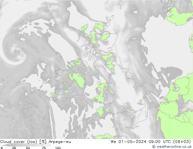 Nuages (bas) Arpege-eu mer 01.05.2024 09 UTC