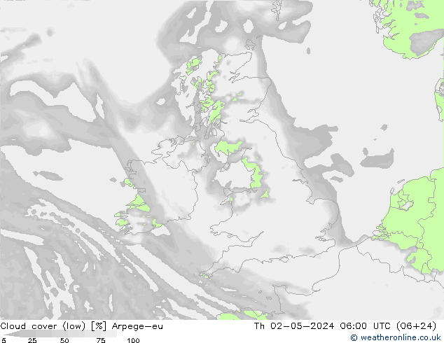 Nubi basse Arpege-eu gio 02.05.2024 06 UTC