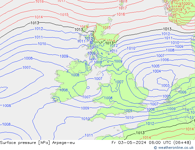 Surface pressure Arpege-eu Fr 03.05.2024 06 UTC