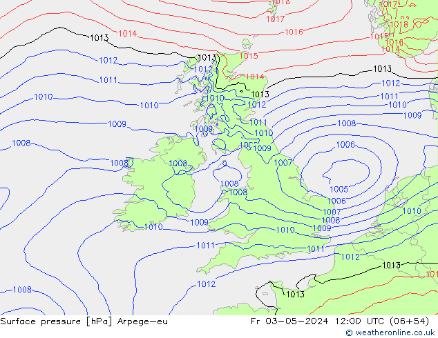 Surface pressure Arpege-eu Fr 03.05.2024 12 UTC