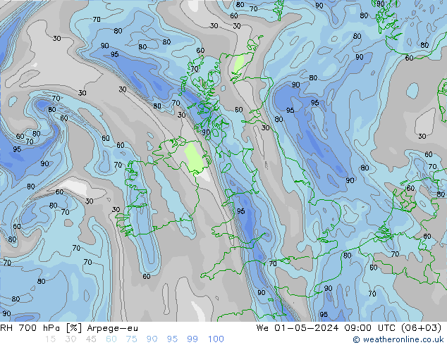 RV 700 hPa Arpege-eu wo 01.05.2024 09 UTC