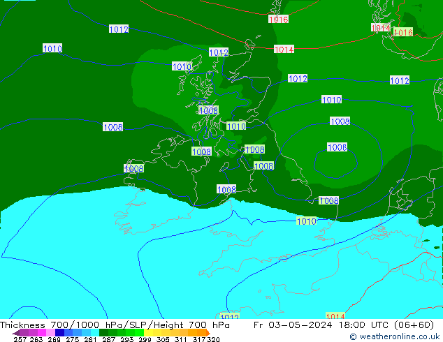 Thck 700-1000 hPa Arpege-eu ven 03.05.2024 18 UTC