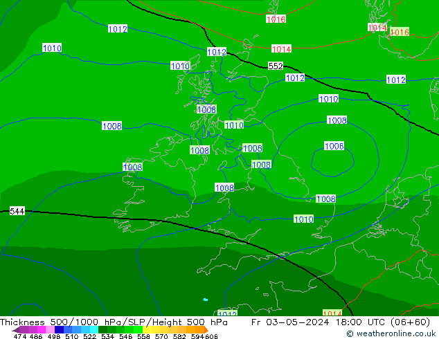 Thck 500-1000hPa Arpege-eu ven 03.05.2024 18 UTC