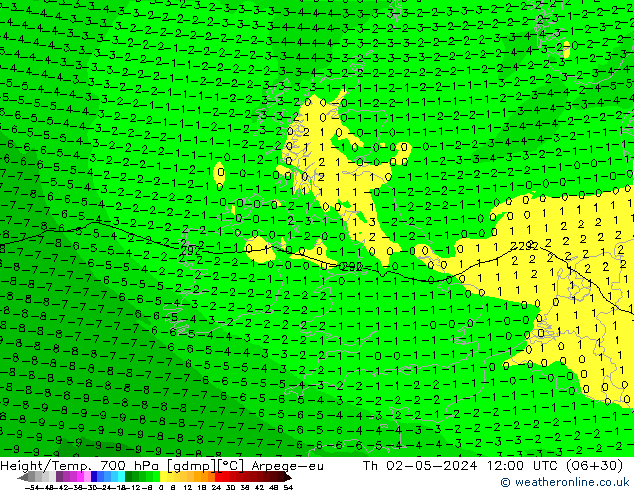 Yükseklik/Sıc. 700 hPa Arpege-eu Per 02.05.2024 12 UTC