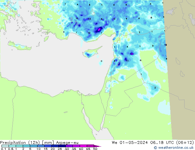 Precipitation (12h) Arpege-eu We 01.05.2024 18 UTC