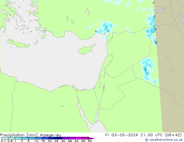 Precipitazione Arpege-eu ven 03.05.2024 00 UTC