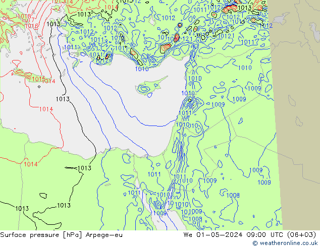 Surface pressure Arpege-eu We 01.05.2024 09 UTC