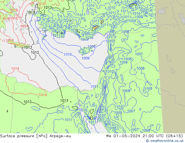 Surface pressure Arpege-eu We 01.05.2024 21 UTC