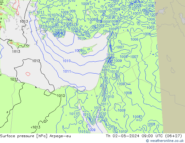 Surface pressure Arpege-eu Th 02.05.2024 09 UTC