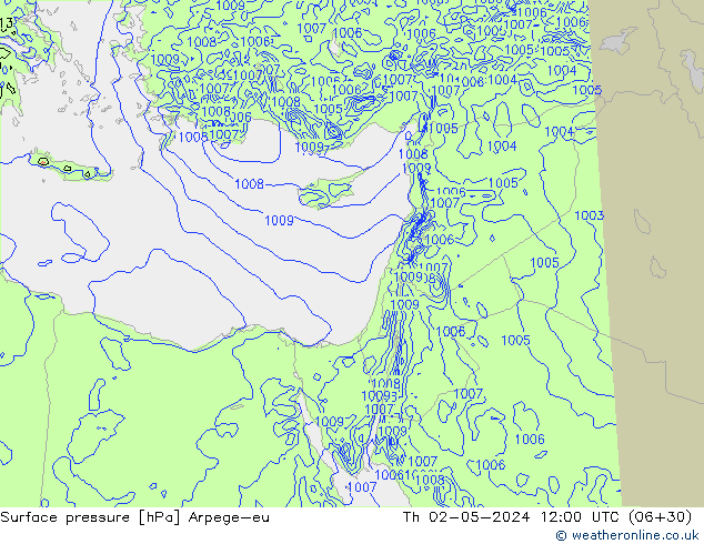 Luchtdruk (Grond) Arpege-eu do 02.05.2024 12 UTC