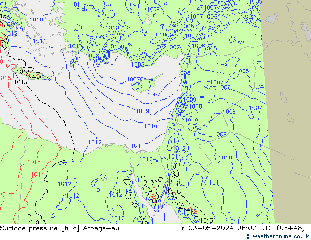 Surface pressure Arpege-eu Fr 03.05.2024 06 UTC