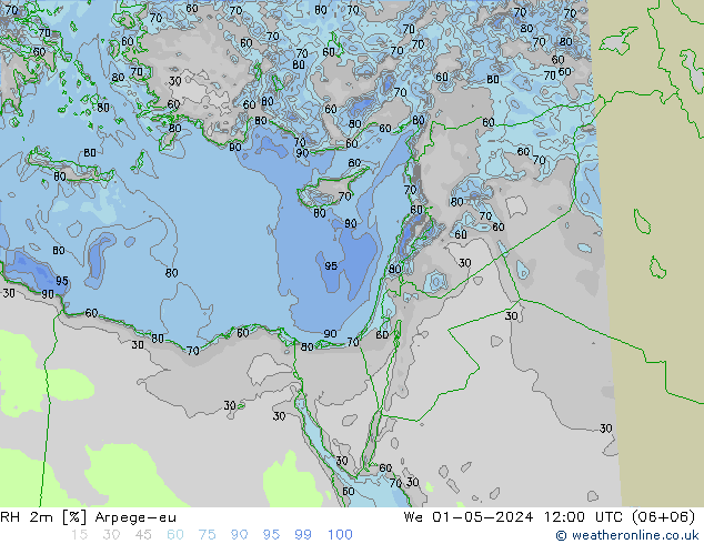 RH 2m Arpege-eu We 01.05.2024 12 UTC