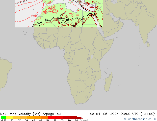 Max. wind velocity Arpege-eu  04.05.2024 00 UTC