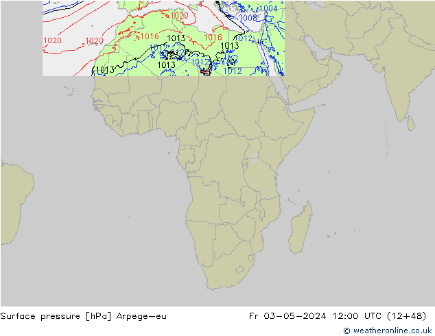 Presión superficial Arpege-eu vie 03.05.2024 12 UTC