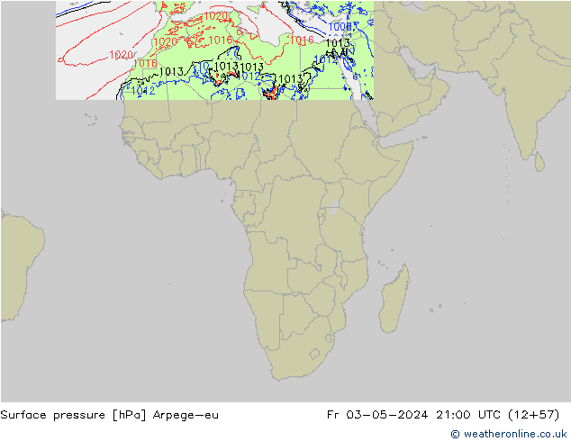 приземное давление Arpege-eu пт 03.05.2024 21 UTC